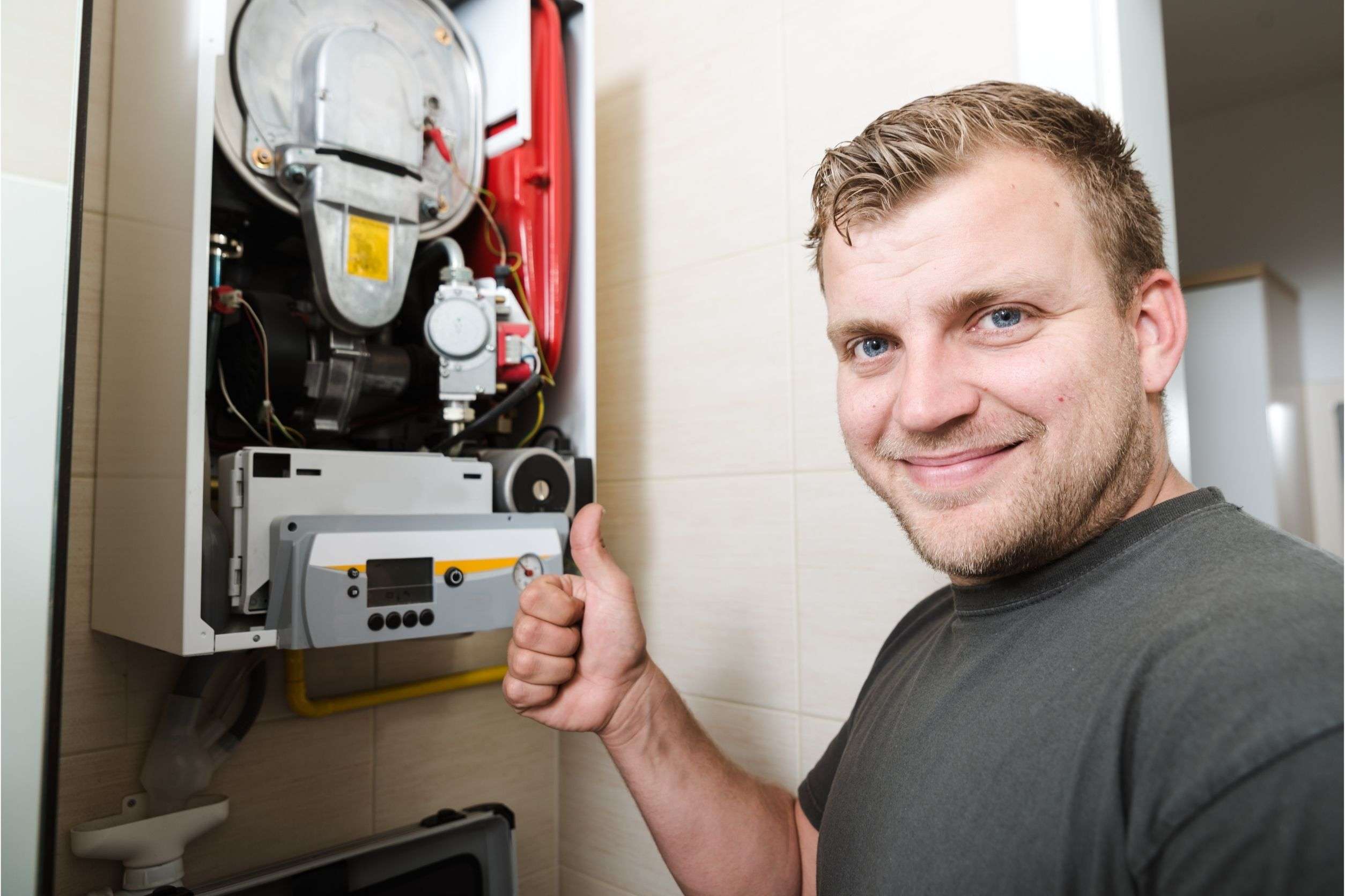 tech happy after doing furnace maintenance