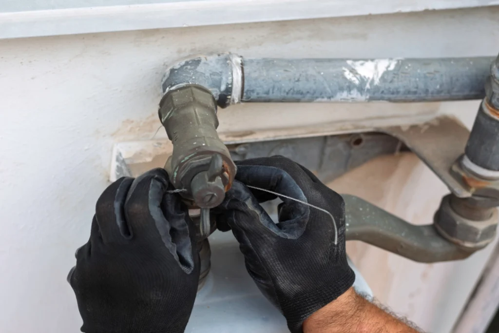 Plumber repairing a gas line